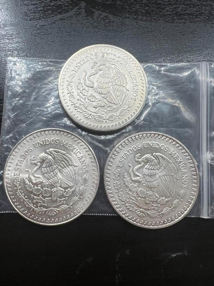 Zilver 1 Onza 1993 Mexico Libertad 3x, Postzegels en Munten, Edelmetalen en Baren, Zilver, Ophalen