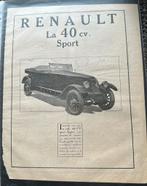 Oude reklame Renault la 40cv sport, Boeken, Auto's | Folders en Tijdschriften, Verzenden, Renault