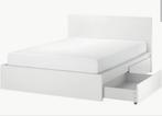 Lit IKEA MALM 140x200 + sommier + 2 tiroirs – Parfait état, Maison & Meubles, Chambre à coucher | Lits, Enlèvement, Comme neuf