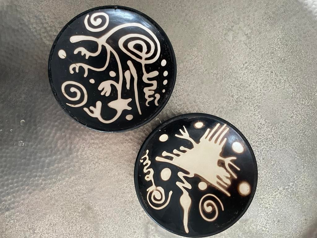 Set van 2 Afrikaans keramieken schaaltjes, abstract, Antiek en Kunst, Antiek | Keramiek en Aardewerk, Ophalen of Verzenden