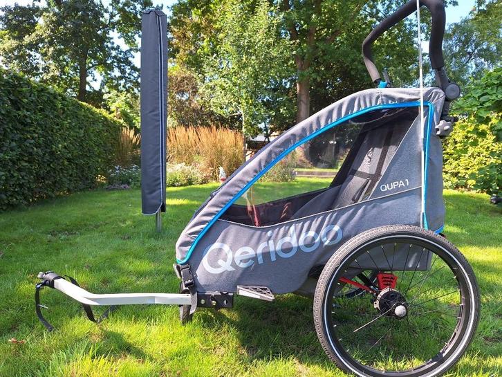 Fietskar Qeridoo mét babyschaal, Fietsen en Brommers, Fietsaccessoires | Aanhangwagens en Karren, Zo goed als nieuw, Kinderkar