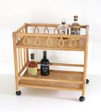 Vintage Bamboe en rotan bartafel - Bijzettafel, Huis en Inrichting, Tafels | Bijzettafels, Ophalen, Zo goed als nieuw, Hout