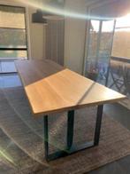 massief eiken tafel, boomstamtafel, houten tafel, tafels, Huis en Inrichting, Ophalen of Verzenden, Nieuw, Eikenhout, 200 cm of meer