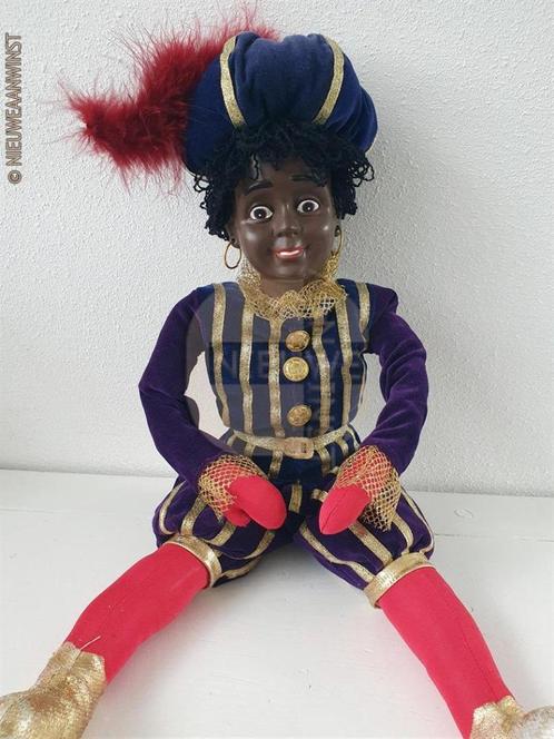 Authentieke V&D etalage zwarte Piet pop - 60cm, blauw/paars, Divers, Saint-Nicolas, Comme neuf, Envoi