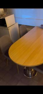 Roestvrijstalen tafel en 4 stoelen, Huis en Inrichting, Stoelen, Ophalen, Zo goed als nieuw, Vier, Grijs