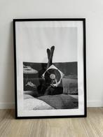 Poster vinylplaat zwart wit incl kader 52x72cm +ophanghaakje, Ophalen