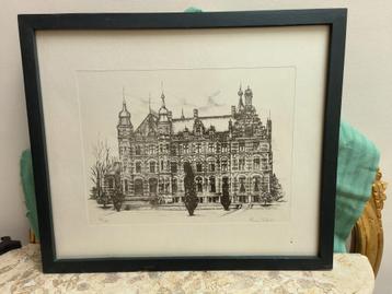 Pentekening van een Gebouw achter glas (Erica Stijnja) beschikbaar voor biedingen