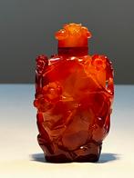 Chinese snuffbottle snuiffles sculpted agaat vogels prunus, Ophalen of Verzenden