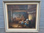 Huile sur toile interieur animee signe Charles melikoff, Enlèvement ou Envoi