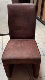 4 stoelen met hoge rug in bruine daim, Ophalen, Gebruikt