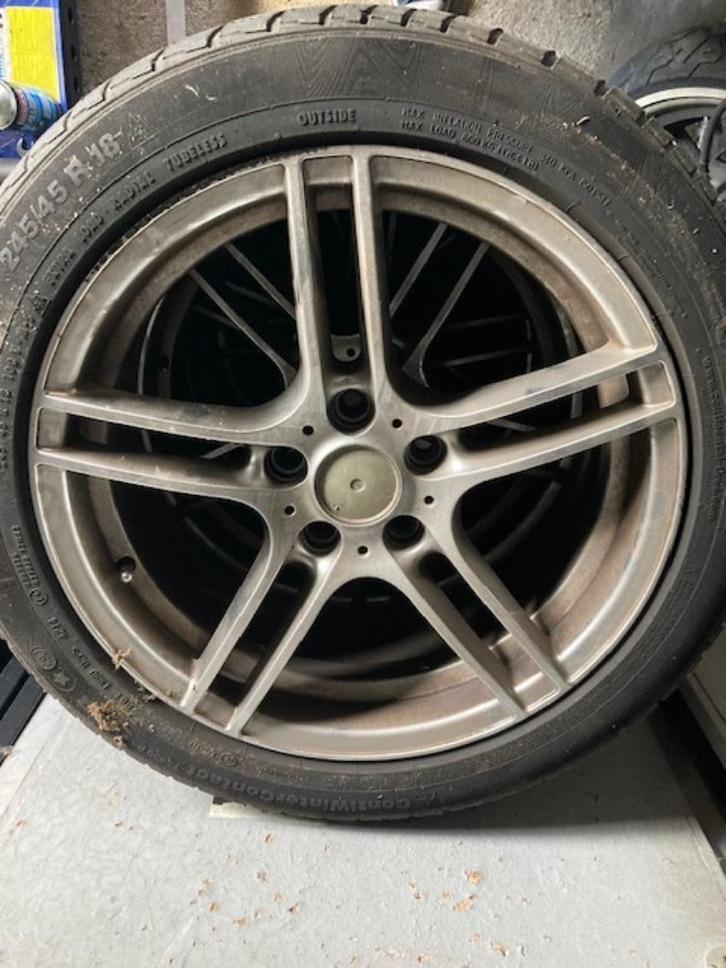 Set velgen + banden  18" steek 5 x 120, Auto-onderdelen, Banden en Velgen, Band(en), 18 inch, Personenwagen, Gebruikt, Ophalen