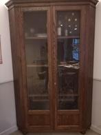 Eiken hoekkast met antieke glazen panelen, Ophalen