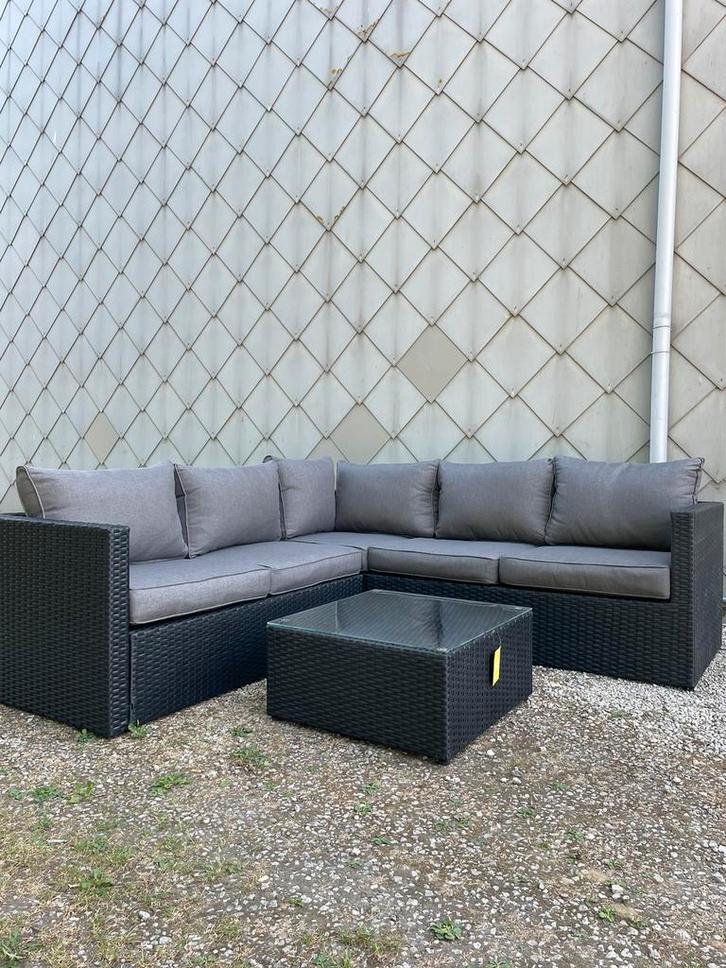Nieuw! Nieuw! Rieten zwarte lounge in perfecte staat!, Tuin en Terras, Tuinsets en Loungesets, Zo goed als nieuw, Ophalen