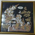 Peinture sur soie thaïlandaise vintage, Antiquités & Art, Enlèvement ou Envoi