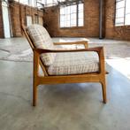 Vintage houten eenzit / fauteuil / clubzetel, Antiek en Kunst, Ophalen of Verzenden