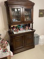 Rustieke massief houten livingkast met vitrine – 2-delig, Huis en Inrichting, Ophalen