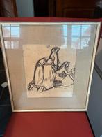 Tekening in houtskool Lens, Antiek en Kunst, Kunst | Tekeningen en Fotografie, Ophalen