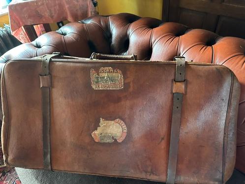 Oude lederen valies, Antiek en Kunst, Curiosa en Brocante, Ophalen