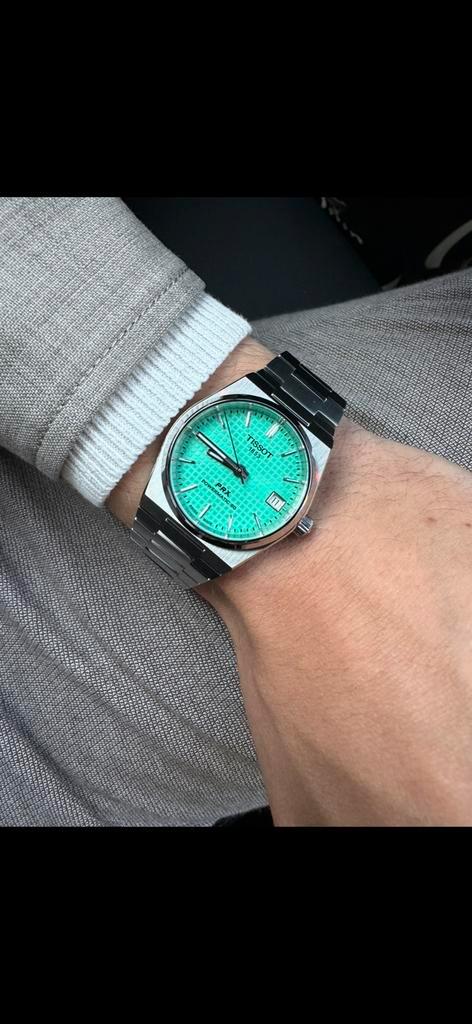 Tissot PRX35 Tiffany blue, Handtassen en Accessoires, Sporthorloges, Zo goed als nieuw, Ophalen
