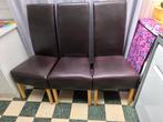 Mooie bruine lederen stoelen eettafel, zo goed als  nieuw, Ophalen, Leer, Zo goed als nieuw, Drie