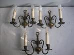 Vintage - 3 Bronzen wandgarnituren met 2 lampen, Ophalen of Verzenden