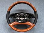 C216 W221 zwart leder bruin hout stuur stuurwiel sportstuur, Gebruikt, Ophalen of Verzenden, Mercedes-Benz