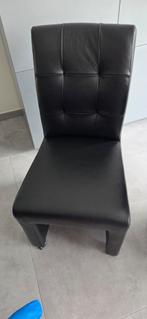 6 chaises de salle à manger à roulettes en cuir noir à vendr, Maison & Meubles, Chaises, Comme neuf, Enlèvement, Cinq, Six Chaises ou plus