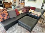 Canapé en cuir - noir et gris - modulable, haute qualité, Maison & Meubles, Modern, 200 à 250 cm, Enlèvement, Banc d'angle