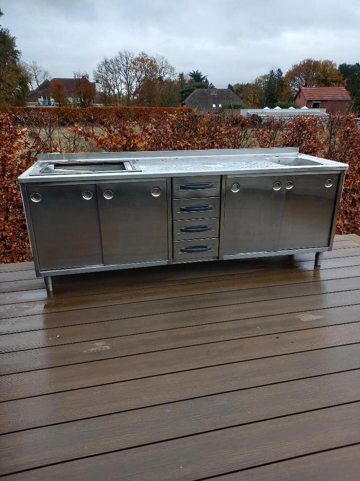 keukenmeubel metos in inox, Huis en Inrichting, Keuken | Complete keukens, Gebruikt, Overige typen, Overige kleuren, Staal of Inox