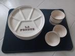 4 Fondue borden met sauspotjes, Huis en Inrichting, Keuken | Servies, Ophalen, Bord(en)