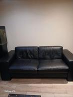 Leder zetel 2 persoons zwart., Banc droit, Enlèvement, Utilisé, Cuir