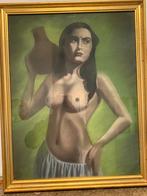 Pastel vintage  porteuse d’eau nue, Ophalen of Verzenden