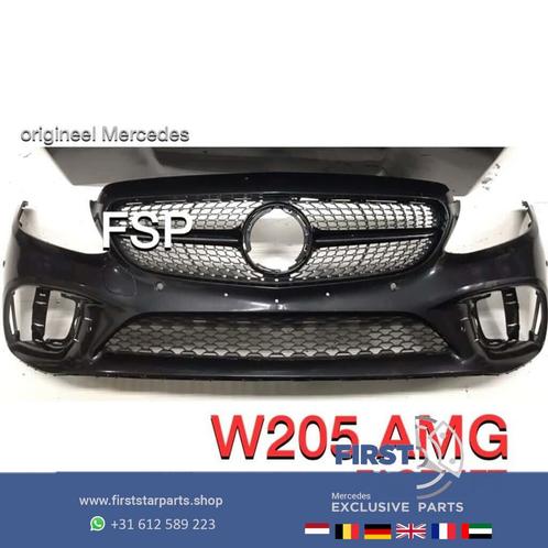 W205 Facelift AMG Voorbumper + diamond gril 2019 Mercedes C, Auto-onderdelen, Carrosserie, Bumper, Mercedes-Benz, Voor, Gebruikt