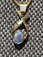 Collier rempli en or 14K avec opale australienne naturelle, Neuf, Enlèvement ou Envoi, Or, Avec pendentif