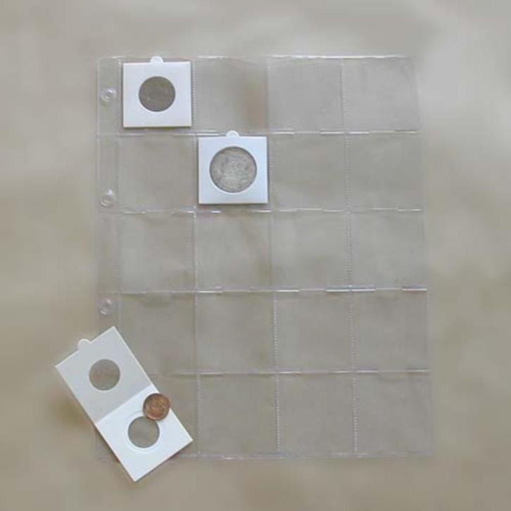 25 inlegbladen met 20 vakken voor munten, Postzegels en Munten, Munten en Bankbiljetten | Toebehoren, Ophalen of Verzenden