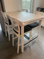 Hoge Keuken tafel+ 4stoelen wit met grijze zit, Huis en Inrichting, Tafels | Eettafels, Ophalen, Zo goed als nieuw