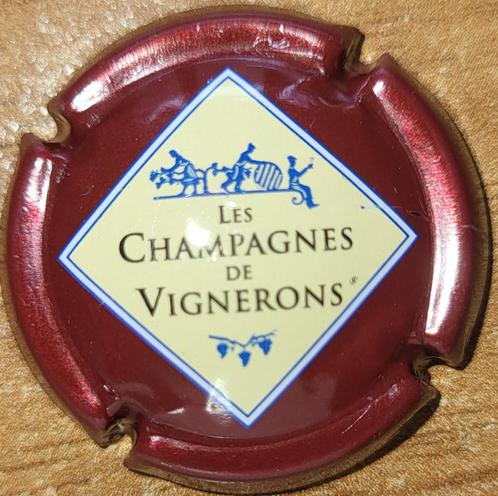 Capsule Champagne de VIGNERONS crème & bordeaux nr 665a, Collections, Vins, Neuf, Champagne, France, Enlèvement ou Envoi
