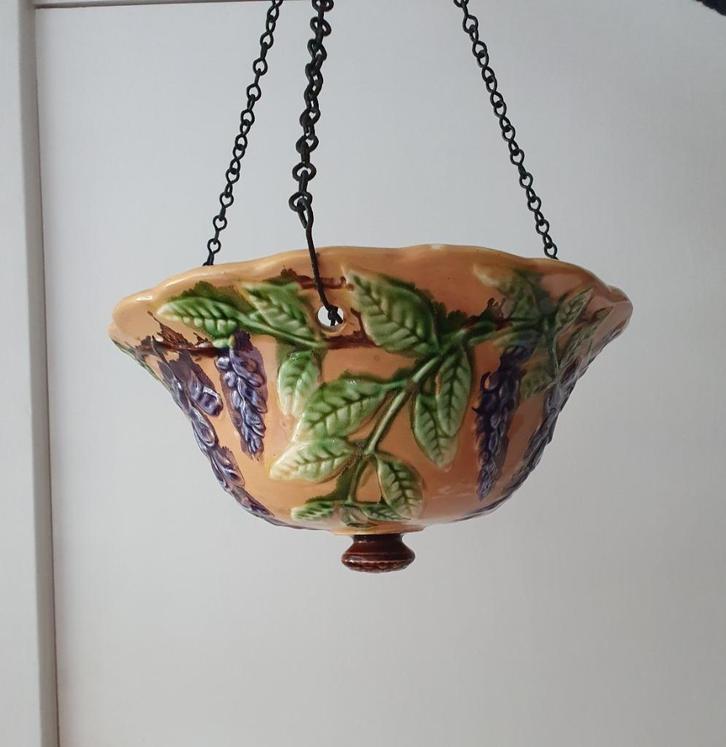 Prachtige antieke keramische hangbloempot, Antiek en Kunst, Antiek | Keramiek en Aardewerk, Ophalen of Verzenden
