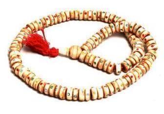 Gebedssnoer van been met ingelegde glaskraaltjes, Verzamelen, Religie, Nieuw, Boeddhisme, Ophalen of Verzenden