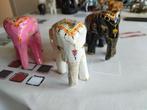 Set van 3 kleurrijke olifant beeldjes – handbeschilderd, Enlèvement, Comme neuf, Animal