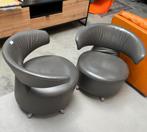 6 Fauteuils en cuir gris . Design Vintage, ., Leer, Ophalen of Verzenden, .