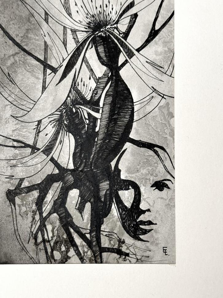 Eugène Eechaut (1928-2019) - surreal ink composition 1969, Antiek en Kunst, Kunst | Schilderijen | Modern, Ophalen of Verzenden