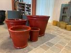 Mooie set 4  tuinpotten dieprood nu voor 250€ per set, Jardin & Terrasse, Pots de fleurs, Comme neuf, Enlèvement ou Envoi