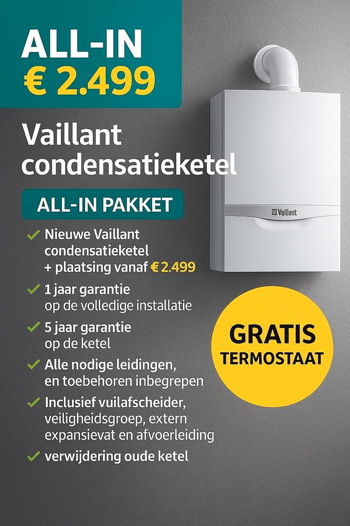 Nieuwe codensatieketel 28kw incl. Plaatsing voor 2499 Euro!, Doe-het-zelf en Bouw, Verwarming en Radiatoren, Zo goed als nieuw