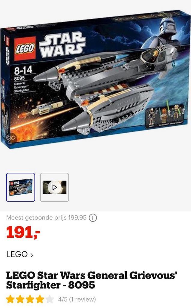 Lego Star Wars General Grievous’ Starfighter (8095), Kinderen en Baby's, Speelgoed | Duplo en Lego, Zo goed als nieuw, Lego, Ophalen