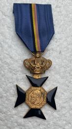 Medaille, Nat Ver Militair Veteraan Leopold-II, 1865-1909, Ophalen of Verzenden, Landmacht, Lintje, Medaille of Wings