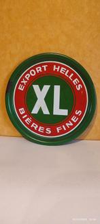 Ancien plateau émaillé EXPORT HELLES XL BIÈRES FINES ., Collections, Marques de bière, Panneau, Plaque ou Plaquette publicitaire