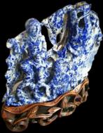 Antiek Lapis Lazuli Beeld Boeddha Kwan Yin Edelsteen, Envoi