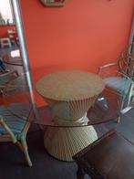 Rotan tafel met 4 stoelen, Huis en Inrichting, Tafels | Salontafels, Ophalen, Gebruikt