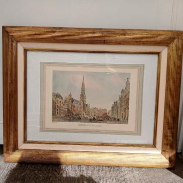 Lithografie met stadhuis van Brussel beschikbaar voor biedingen